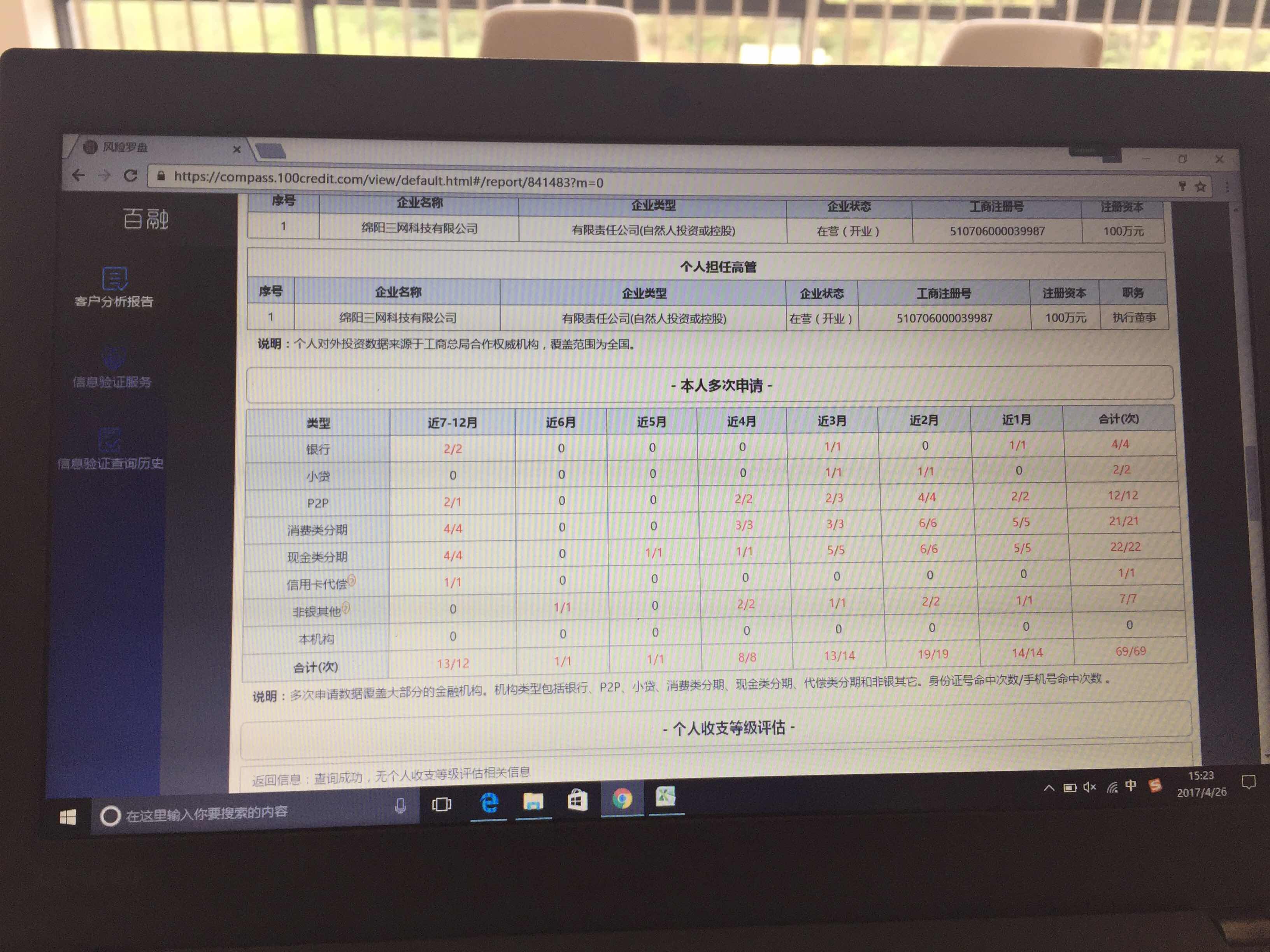 各位看看网贷数据,同盾各种,我在现场查询